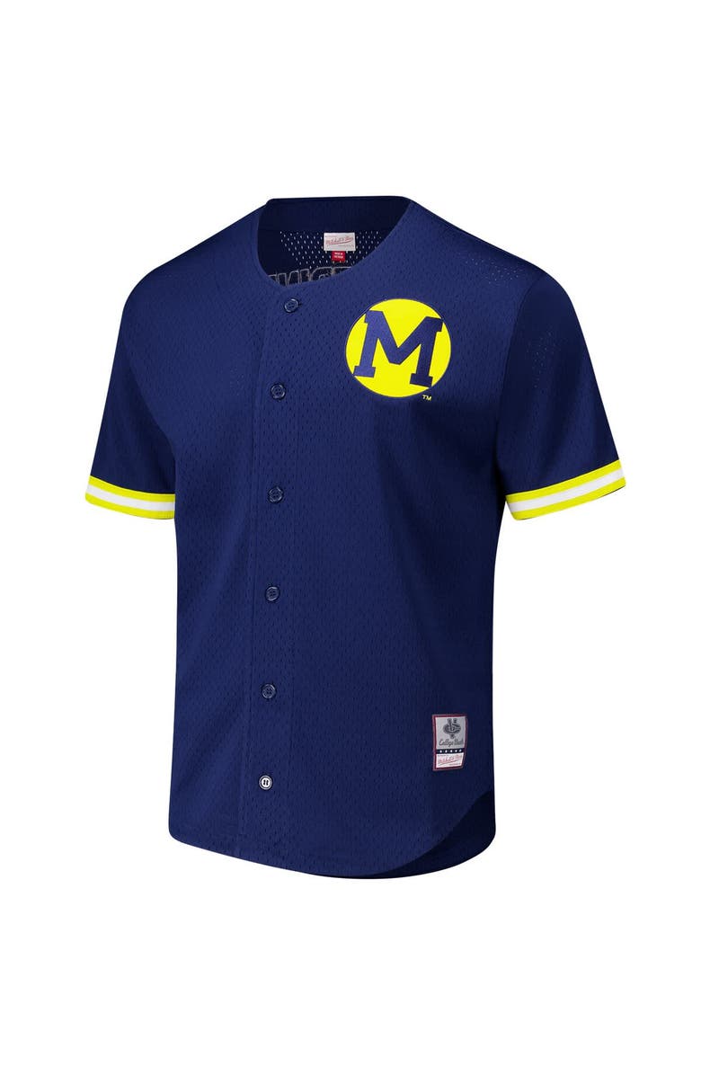 Mitchell & Ness Men's Mitchell & Ness Navy Michigan Wolverines Game Time Vintage Mesh Button Front Top, Alternate, color, Navy