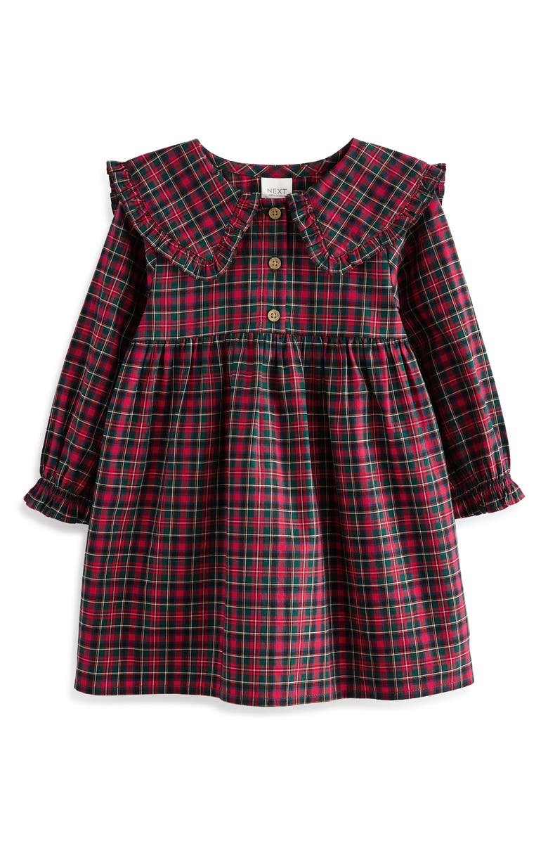 NEXT Kids' Tartan Long Sleeve Cotton Dress, Main, color, 
