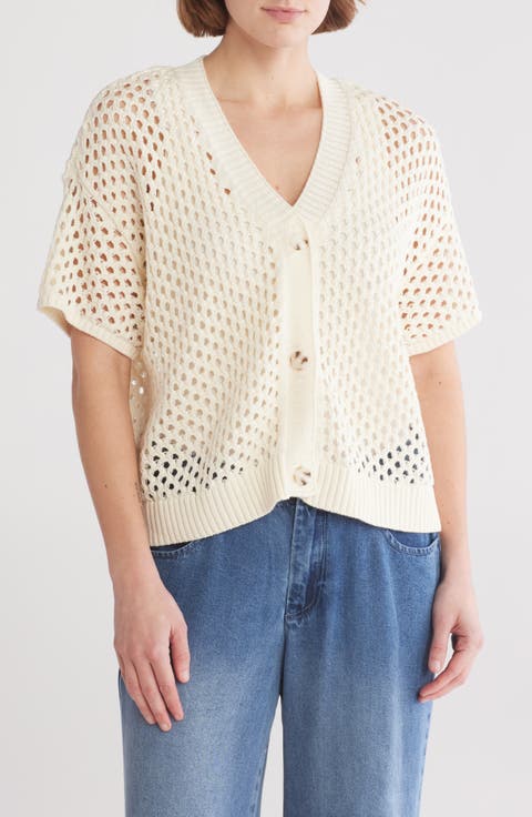 Open Stitch Cardigan Sweater