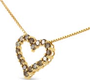 Haus of Brilliance 14K Yellow Gold Plated Silver 1.0 Cttw Champagne Diamond Heart Pendant Necklace