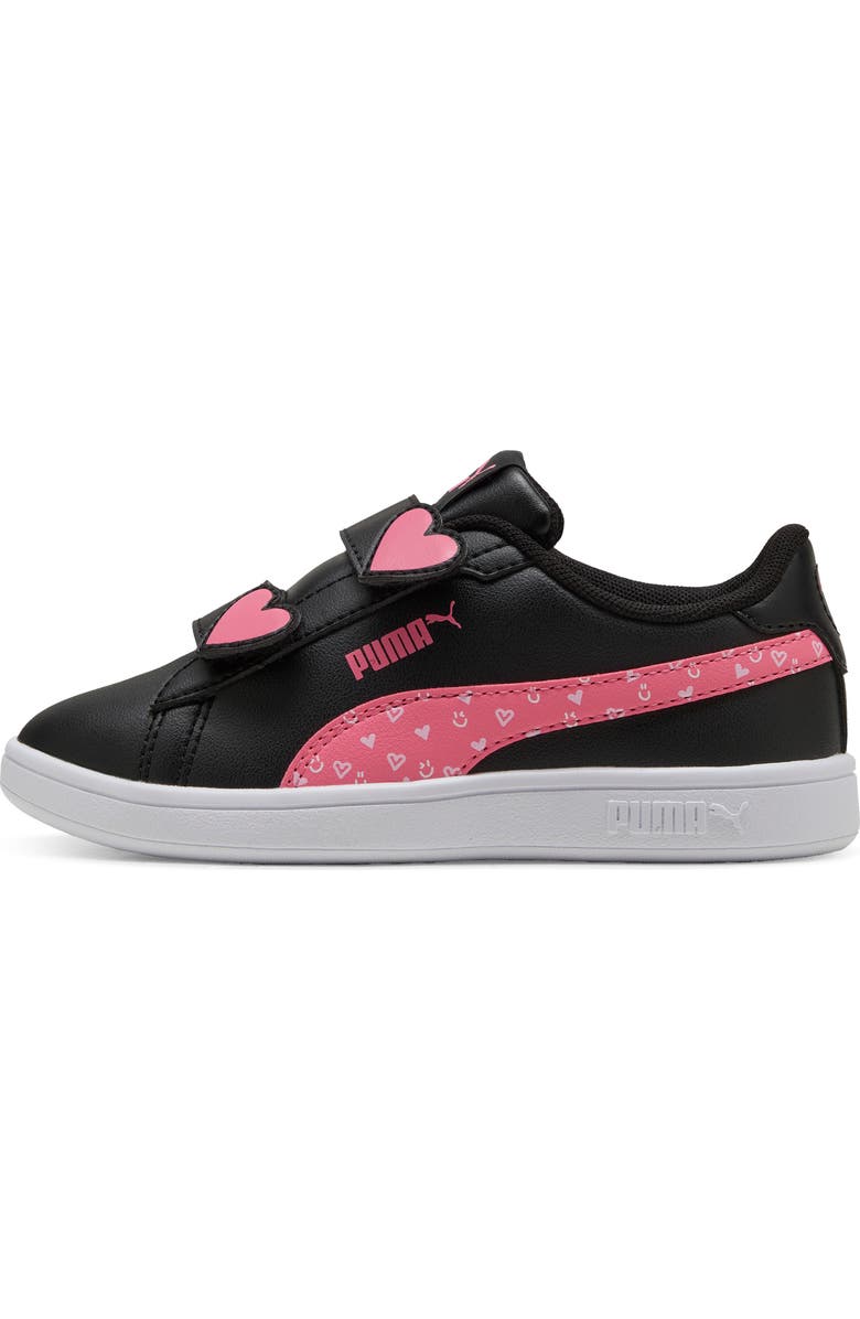 PUMA Kids' Smash 3.0 Hearty V Dual Strap Sneaker, Alternate, color, Puma Black/ Magic Rose