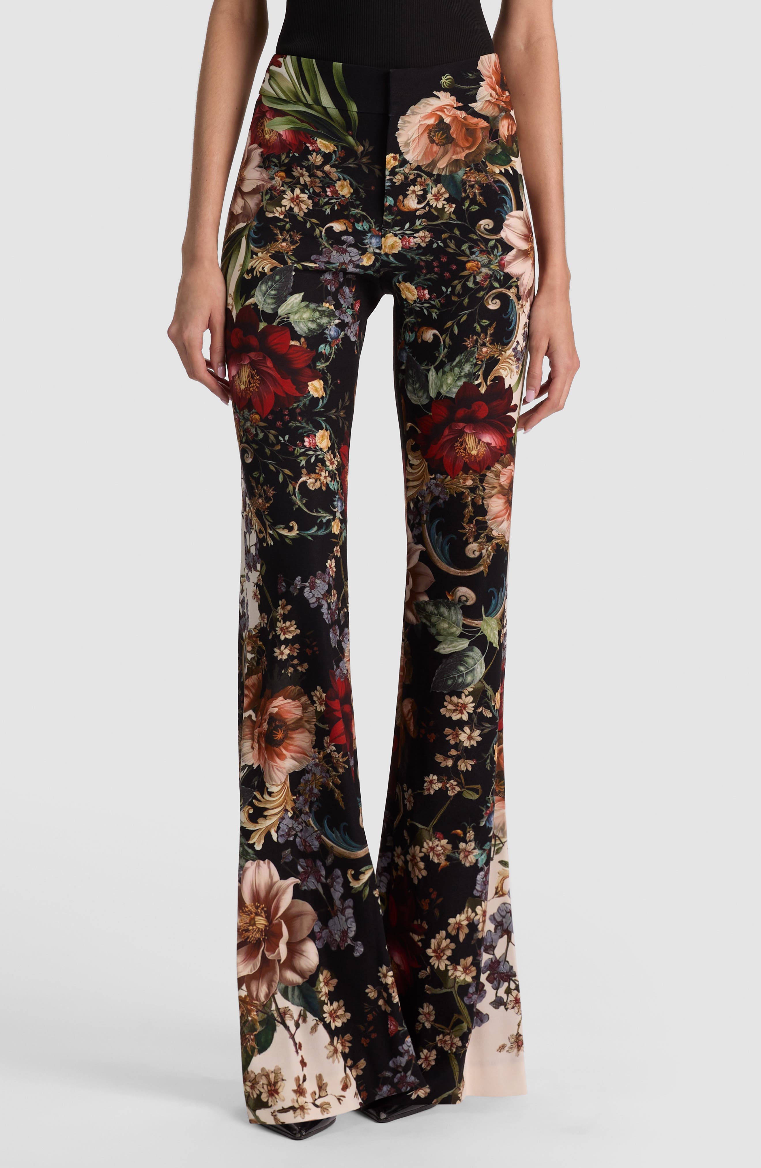 Alice And Olivia Alice + Olivia Andrew Floral Print Bootcut Pants In Floral Radiance