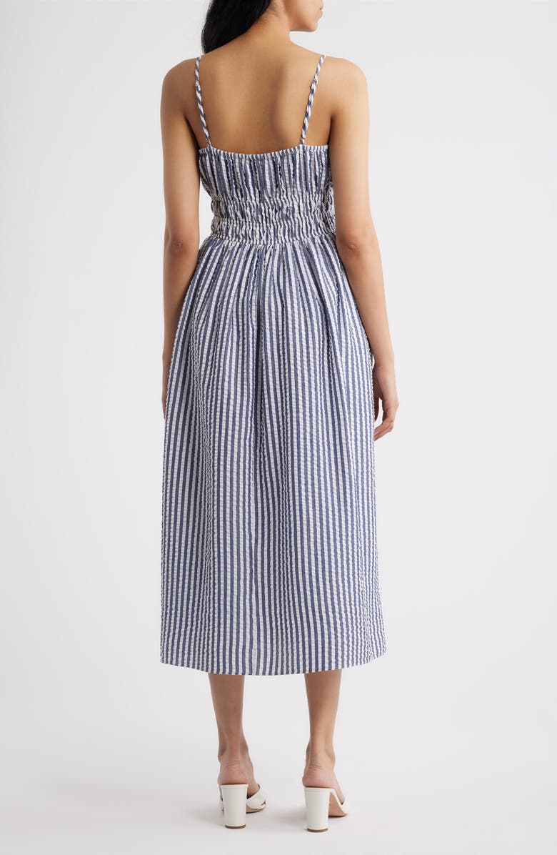 Julia Jordan Stripe Seersucker Dress, Alternate, color, Navy Multi