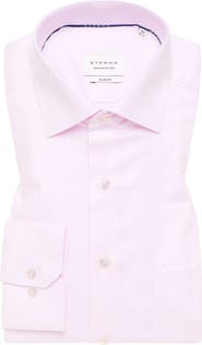 Eterna Slim Fit Structured Cotton Twill Dress Shirt
