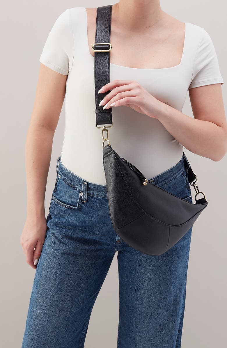 HOBO Carmen Leather Sling Bag, Alternate, color, Black