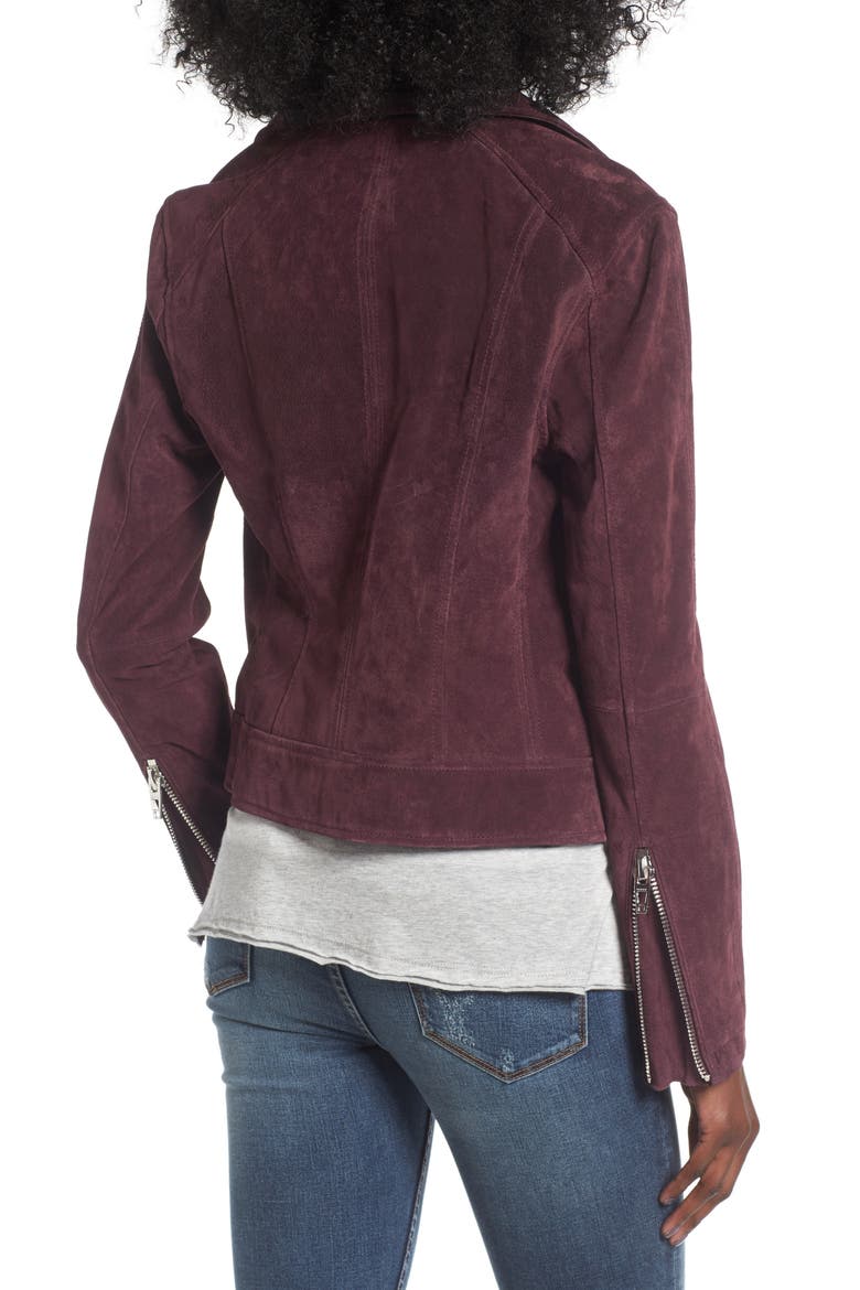 Suede Moto Jacket, Alternate, color, BURGUNDY