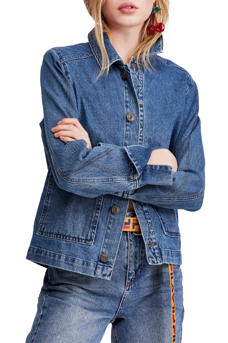 Denim Utility Jacket, Main, color, DARK DENIM