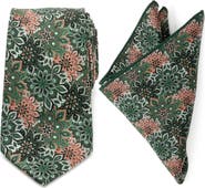 Cufflinks, Inc. Green Floral Silk Tie & Pocket Square