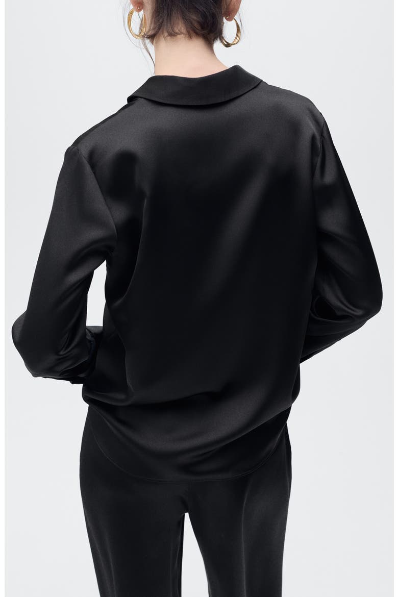 Regular Fit Satin Shirt, Alternate, color, BLACK