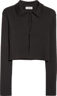 Jil Sander Virgin Wool Rib Polo Cardigan