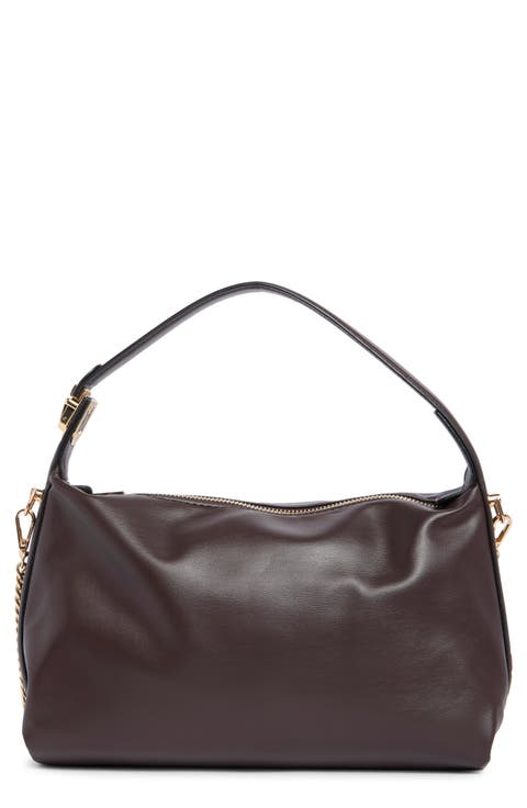 Faux Leather Top Handle Shoulder Bag