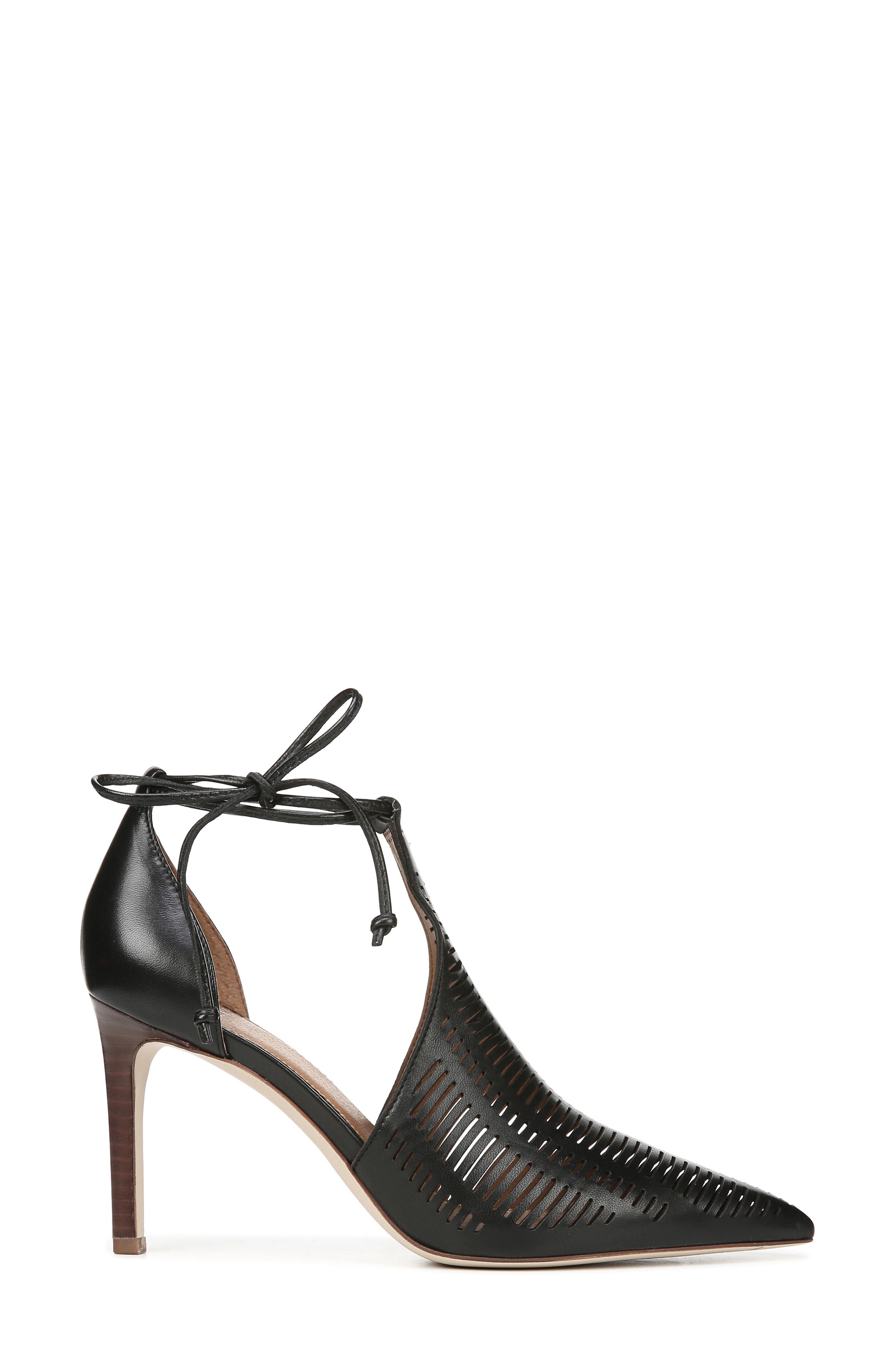 Krista Perforated Ankle Wrap Pump, Alternate, color, BLACK LEATHER
