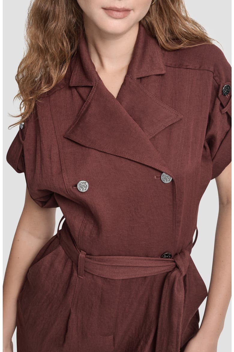Twill Tie Waist Jumpsuit, Alternate, color, BITTER CHOCOLATE