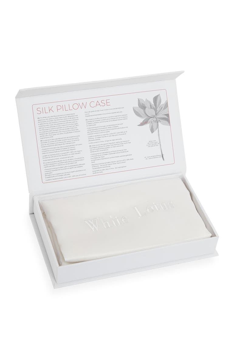 White Lotus Beauty Luxurious Cruelty Free 100% Mulberry Silk Pillowcase, Alternate, color, White