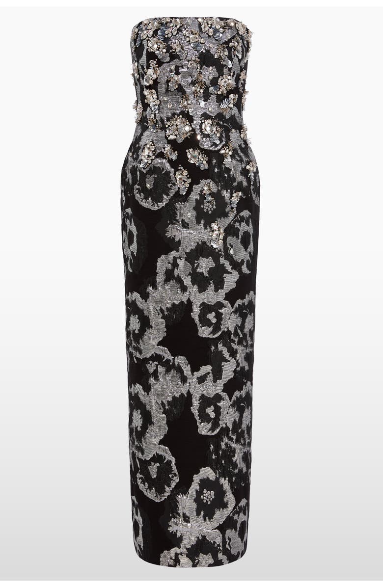 Jenny Packham Jasmine Floral-Jacquard Maxi Dress, Main, color, Liquorice