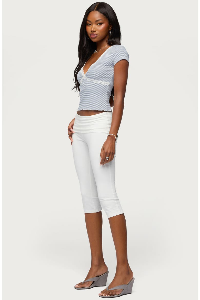 Alvera Lacey V-Neck Top, Alternate, color, BLUE-AND-WHITE