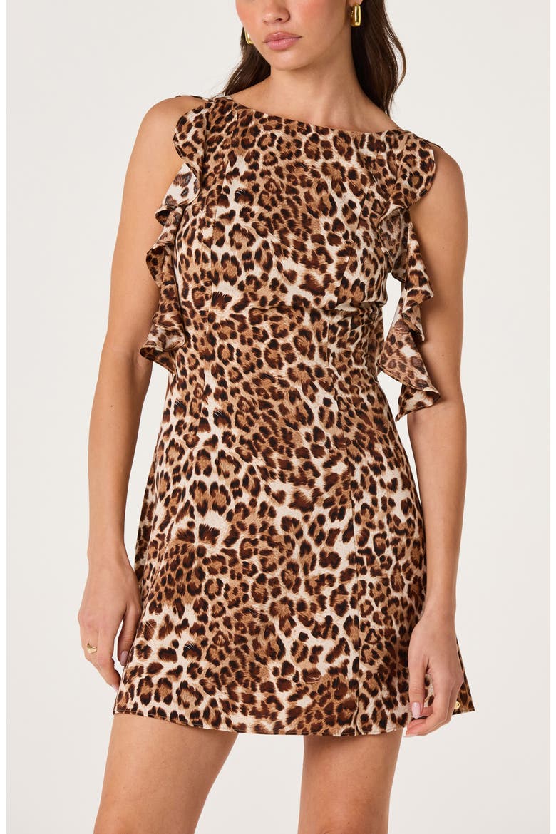 Olga Leopard-Print Ruffled Minidress, Alternate, color, LEOPARD PRINT