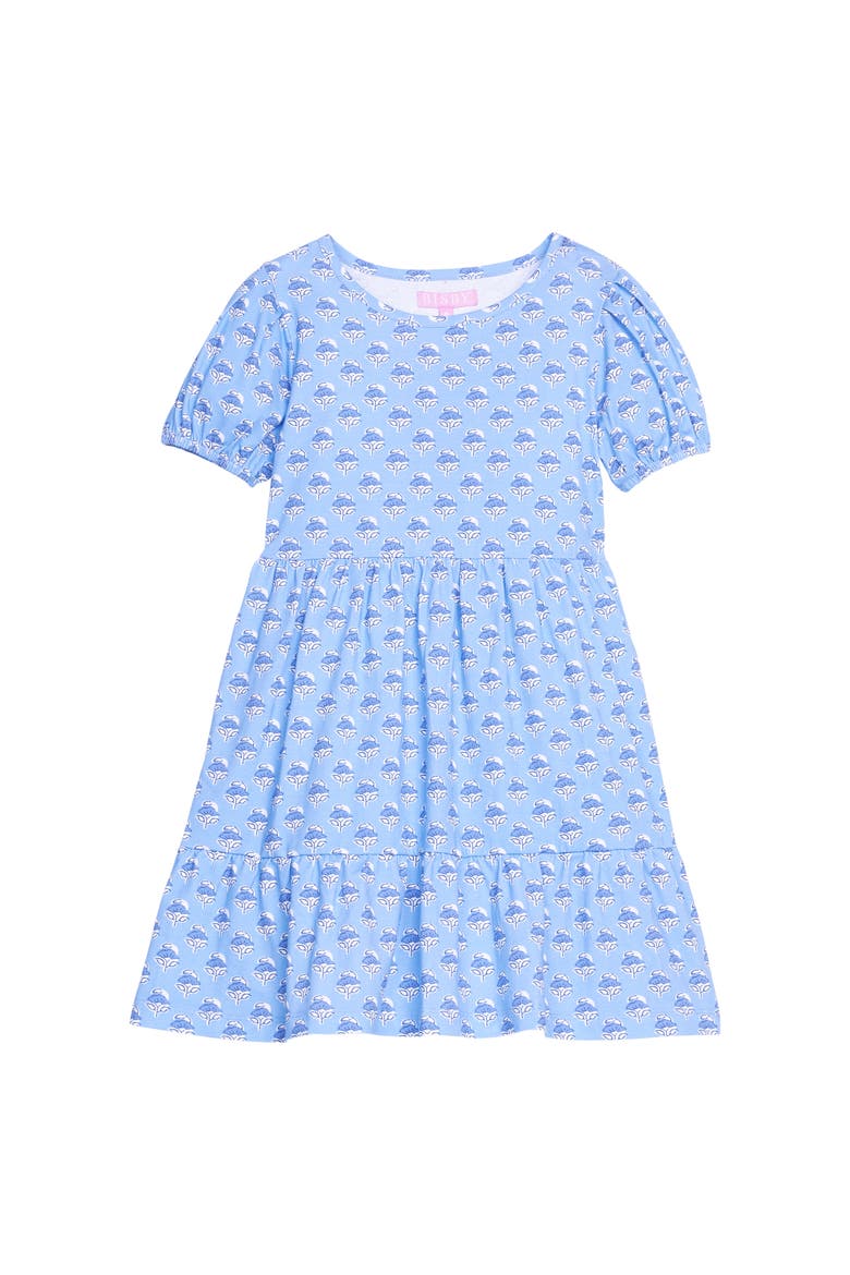 Kids' Tiered Smita Dress, Main, color, Cornflower Block Print