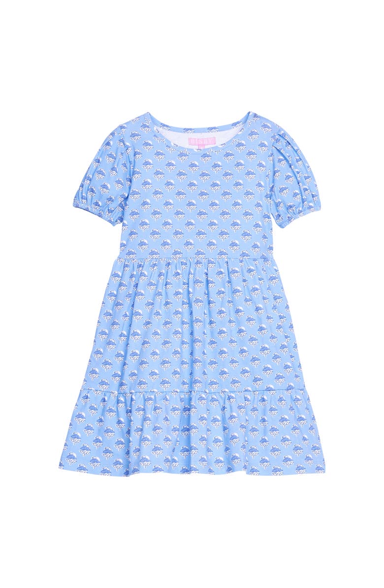 BISBY Kids' Tiered Smita Dress, Main, color, Cornflower Block Print