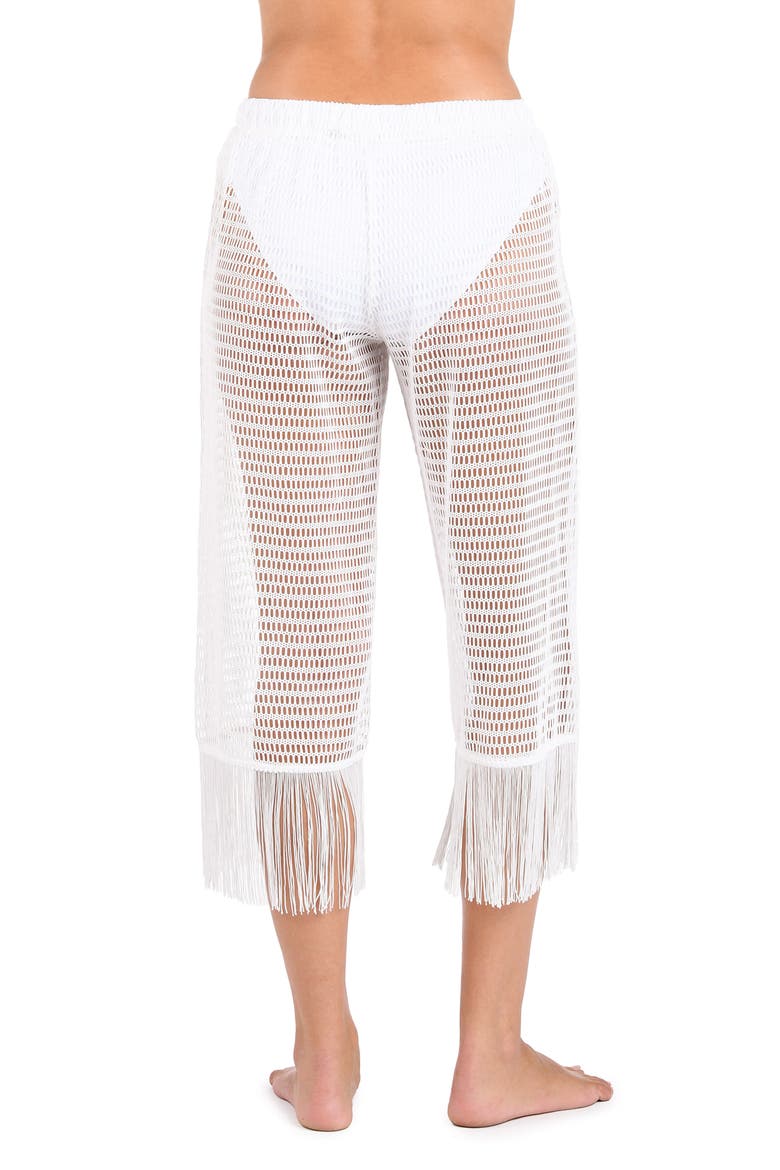 Fringe Sheer Crop Cover-Up Pants, Alternate, color, WHITE