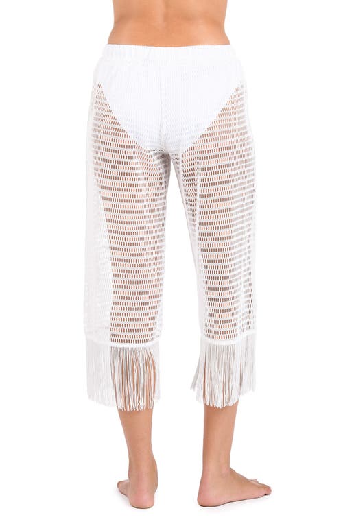 Shop La Blanca Fringe Sheer Crop Cover-up Pants In White