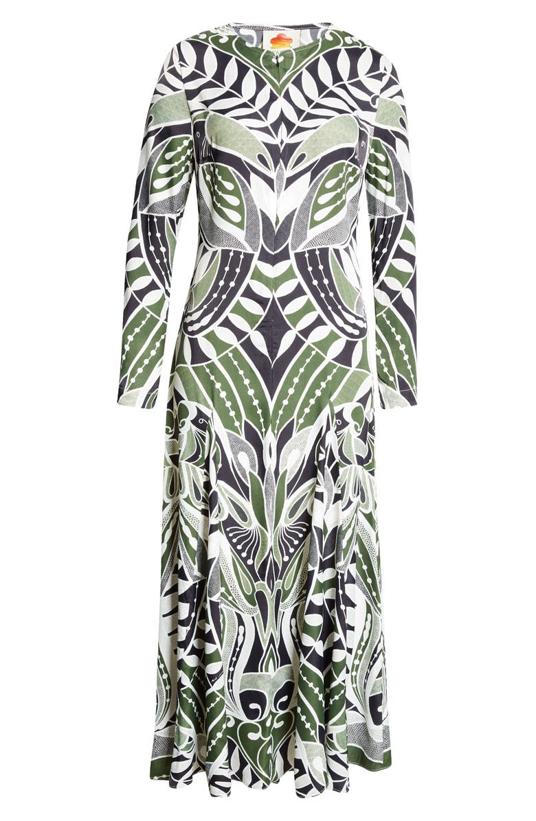 FARM Rio Lace Nature Long Sleeve Cotton Maxi Dress, Alternate, color, 