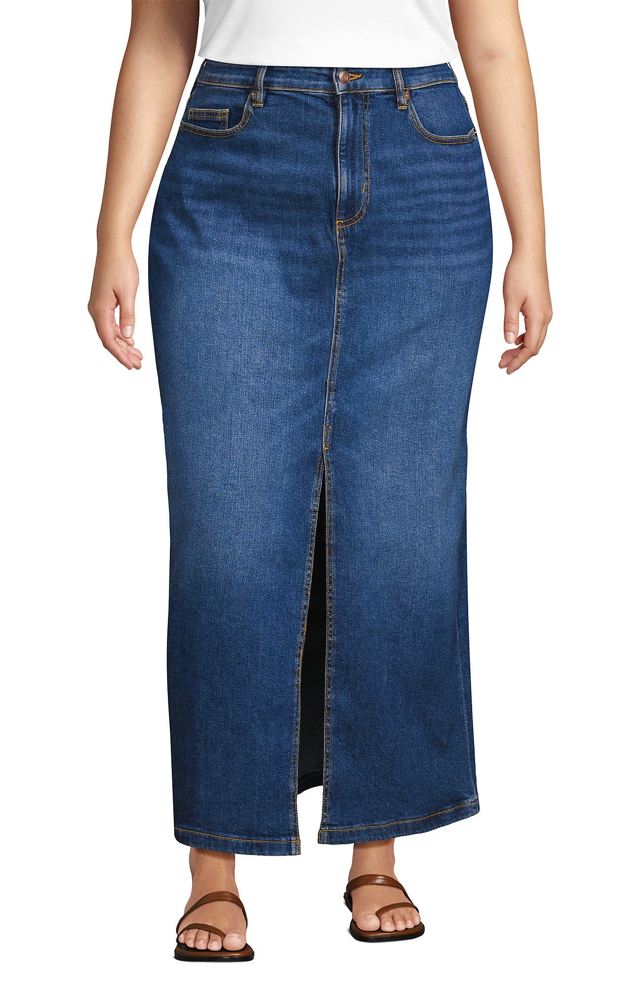 Plus Size Soft Denim Maxi Skirt - image 3
