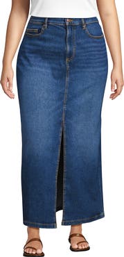 Lands' End Plus Size Soft Denim Maxi Skirt