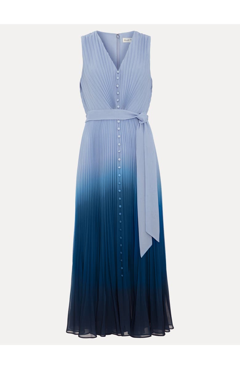 Phase Eight Mira Pleated V-Neck Midi Dress, Alternate, color, Blue