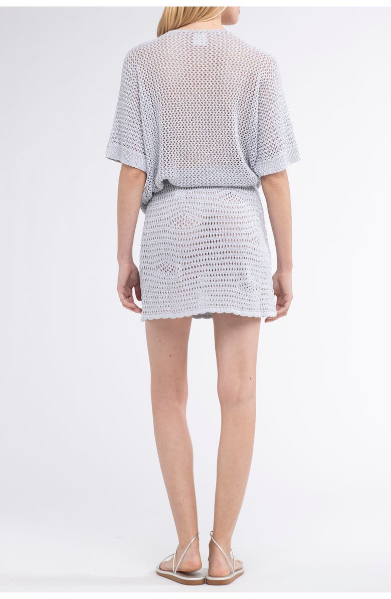 Sunday St. Tropez Livia Crochet Cover-Up Mini Skirt, Alternate, color, Silver