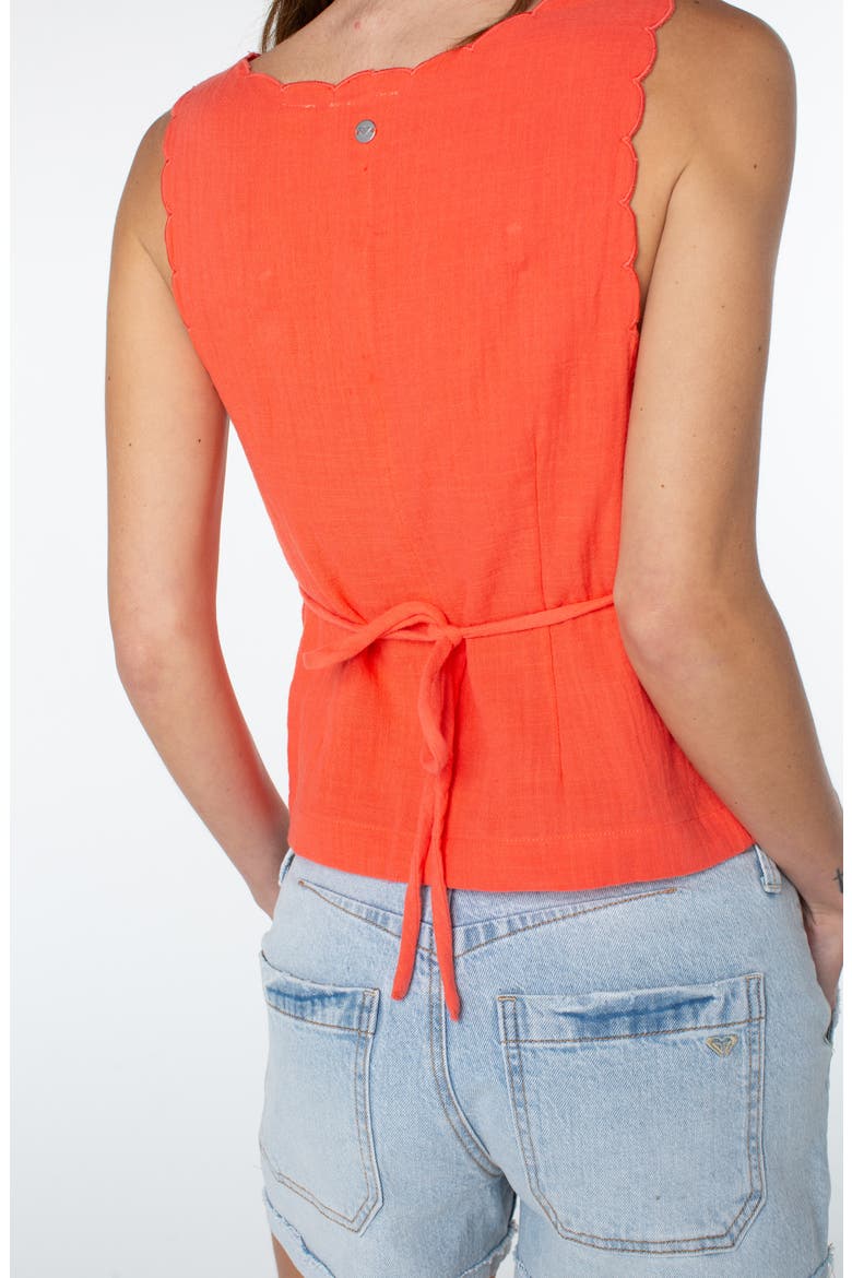 Sweet Talk Scallop Trim Cotton Tank, Alternate, color, HOT CORAL