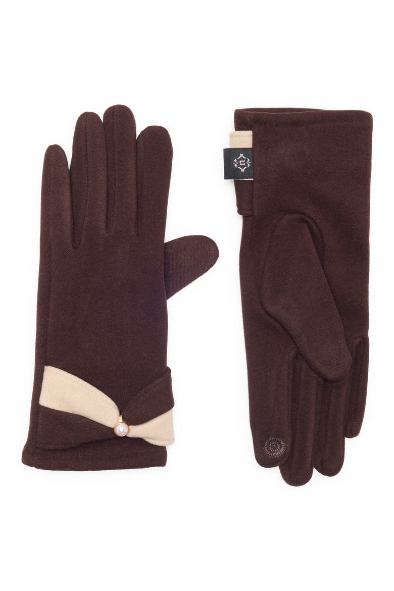 Colorblock Cuff Tech Gloves, Main, color, CHOCOLATE