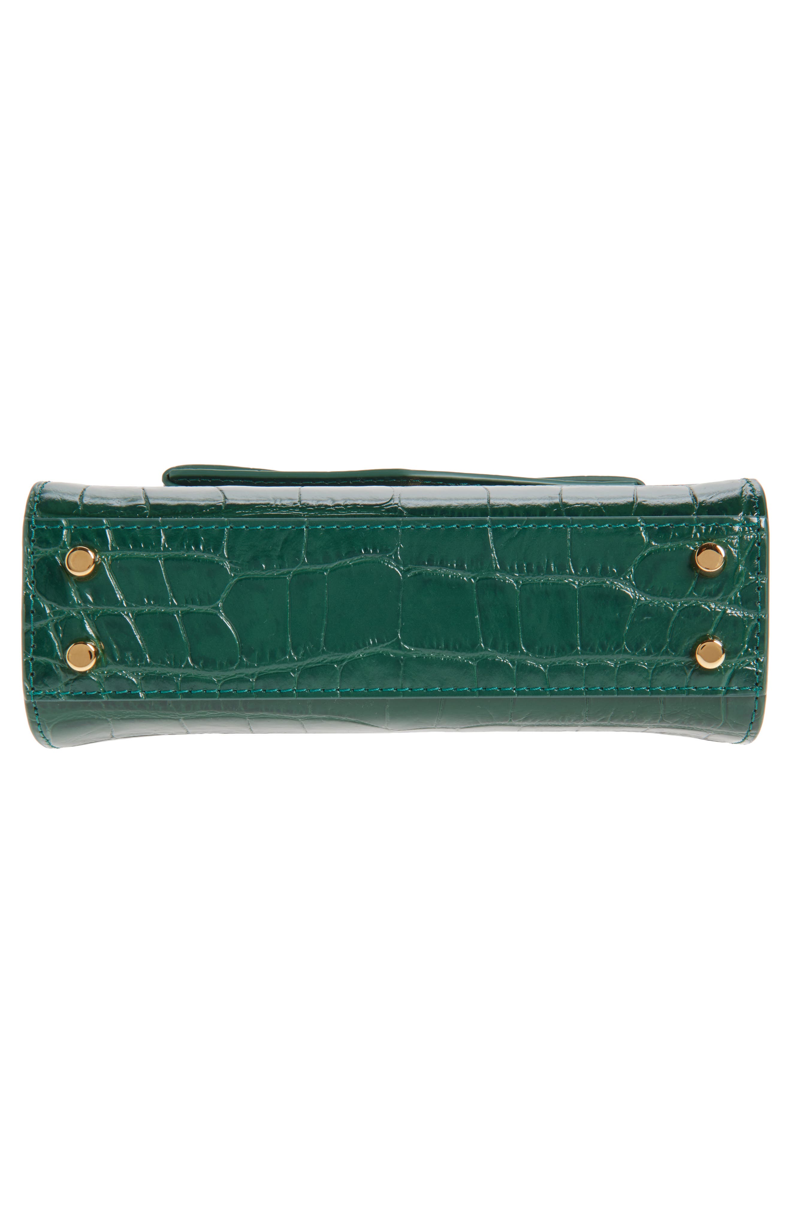 Versace Small Medusa '95 Croc Embossed Leather Top Handle Bag, Alternate, color, Dark Emerald Gold