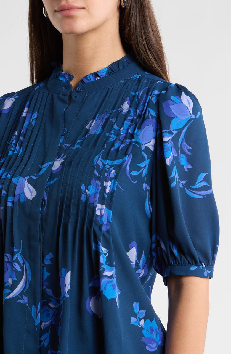 SUGARLIPS Niva Floral Print Woven Shirt, Alternate, color, Navy-Blues