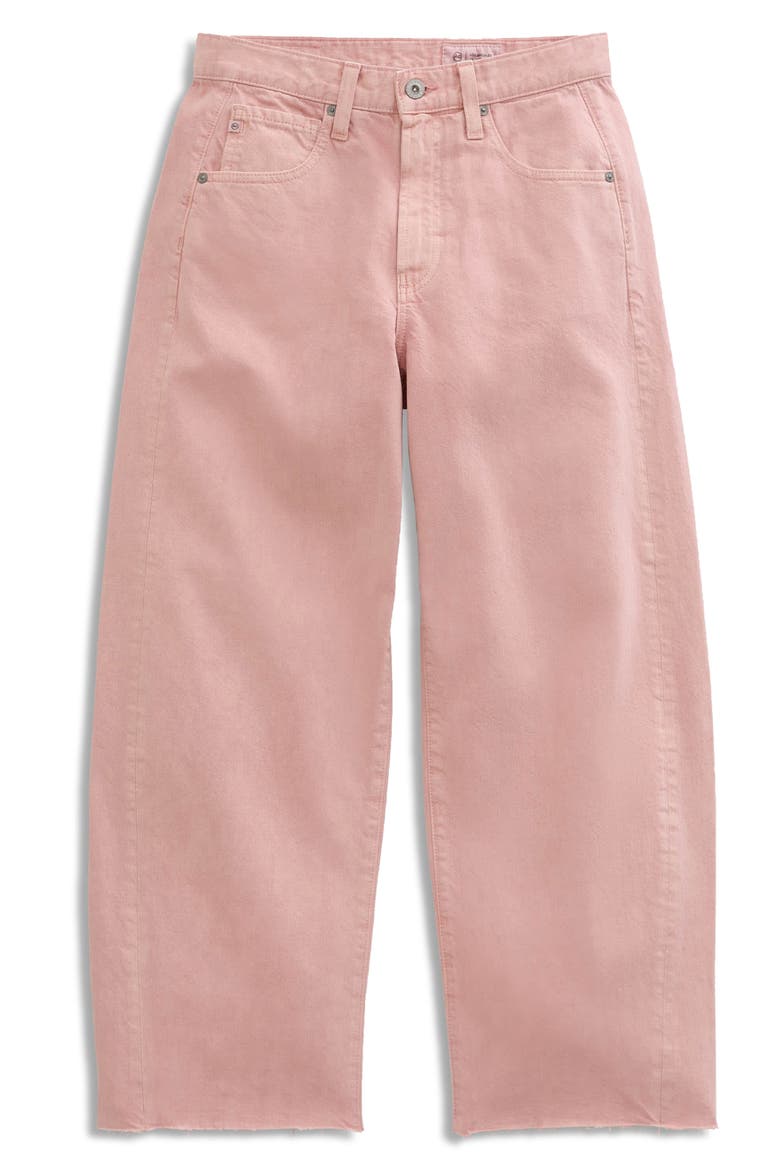 Hattie Raw Hem High Waist Crop Barrel Jeans, Alternate, color, SULFUR SPARKLING ROSE