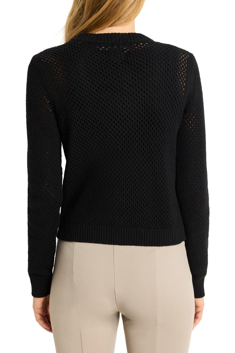 Open Stitch Zip-Up Cardigan, Alternate, color, BLACK ONYX