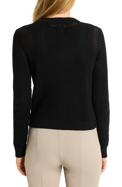 Nz Active By Nic+zoe Open Stitch Zip-up Cardigan In Black Onyx