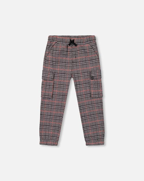 Deux Par Deux Plaid Cargo Pant In Burgundy