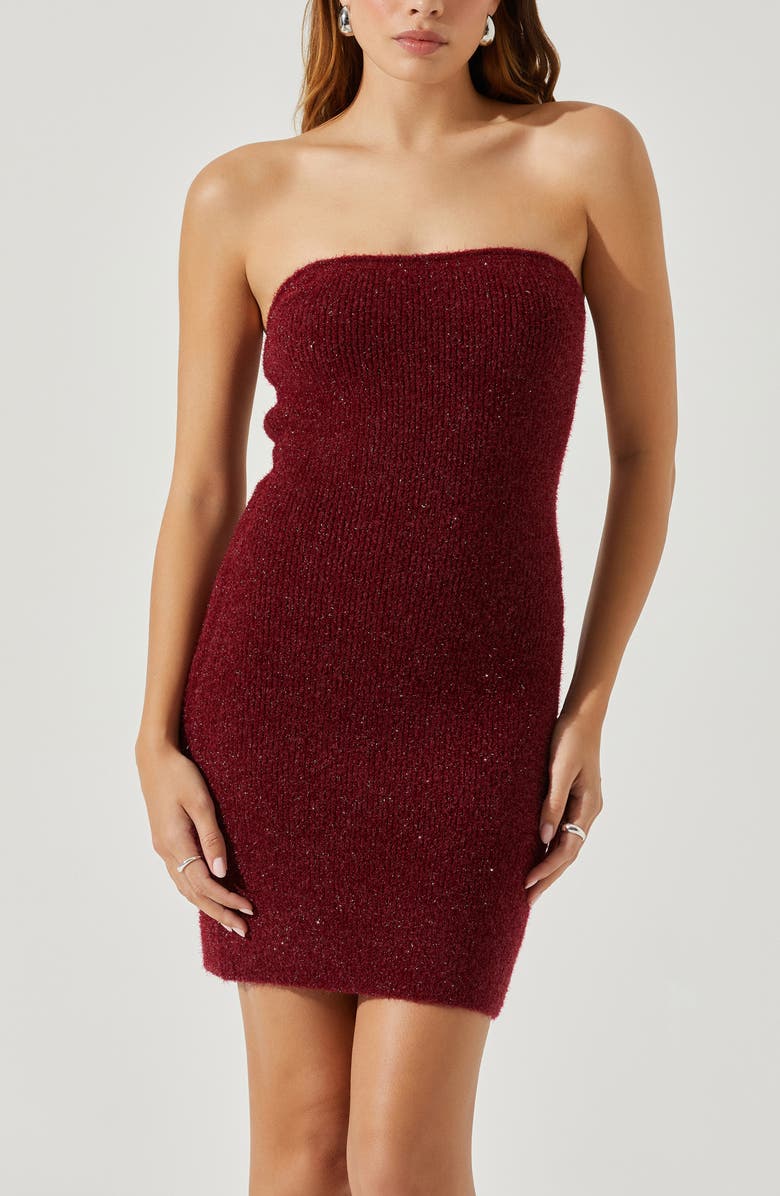 ASTR the Label Tamara Sweater Dress with Shrug, Alternate, color, Wine