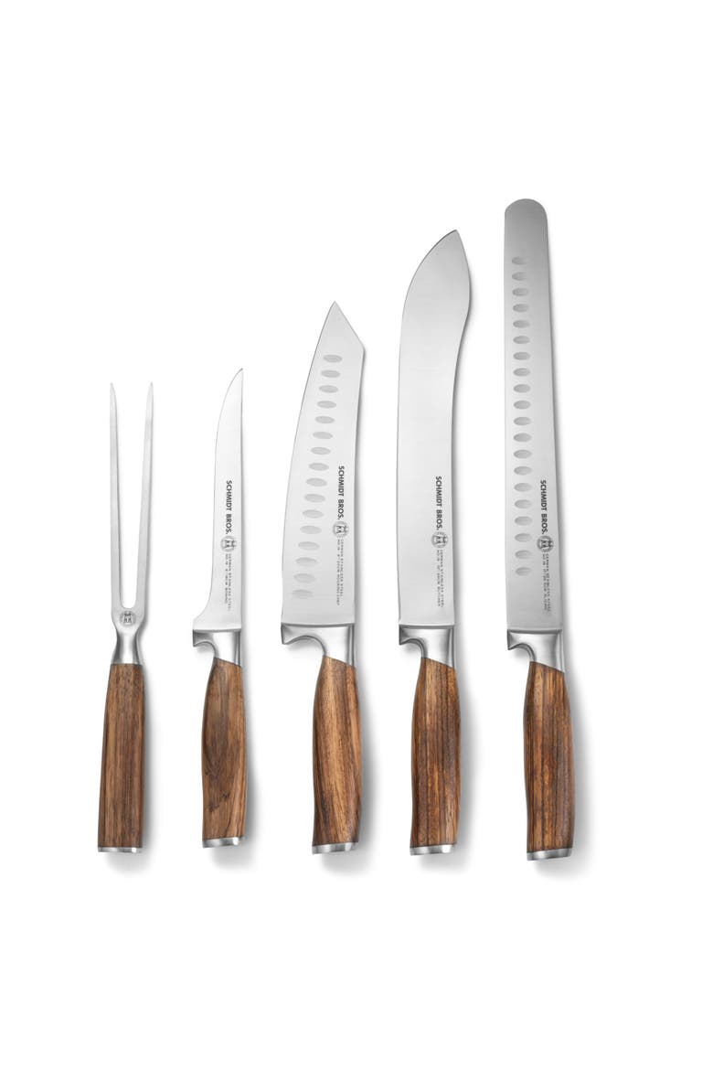 Zebra Wood 6-Piece BBQ Knife Set, Alternate, color, Brown