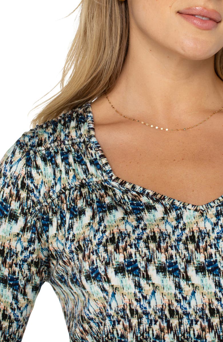 Liverpool Los Angeles Abstract Print Jersey Top, Alternate, color, Blue Multi Textre