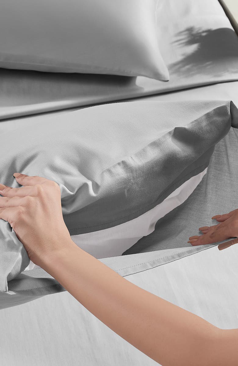 CALIFORNIA DESIGN DEN Set of 2 Pillowcases - Signature Comfort 100% Egyptian Cotton Sateen, Alternate, color, Light Grey