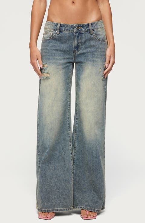 Noor Distressed Low Rise Baggy Jeans