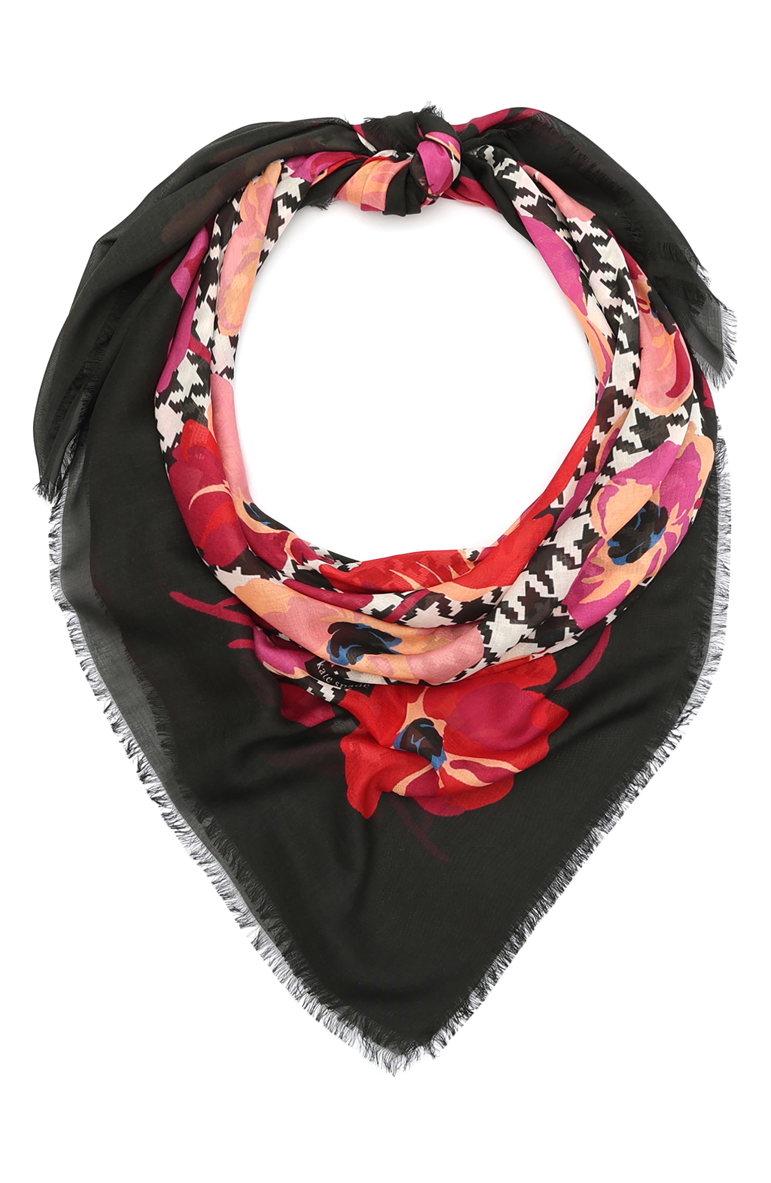 houndstooth poppies modal square scarf