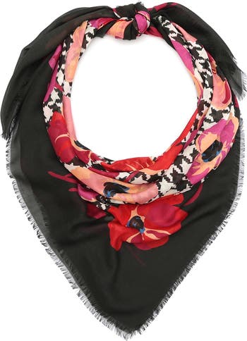 Kate Spade New York houndstooth poppies modal square scarf | Nordstrom