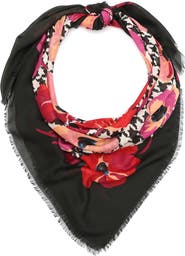 Kate Spade New York houndstooth poppies modal square scarf