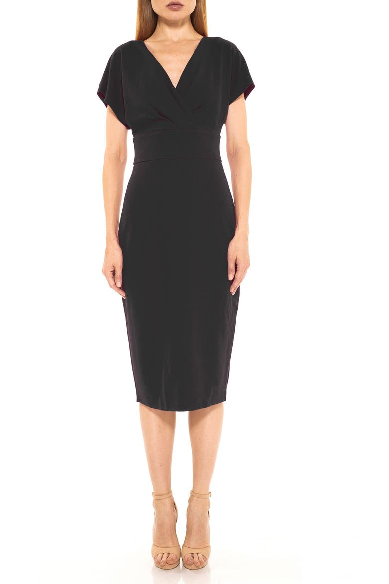 Naomi Drape Sheath Dress, Main, color, BLACK