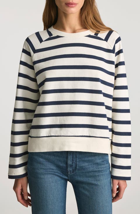 Stripe Raglan Cotton Sweatshirt