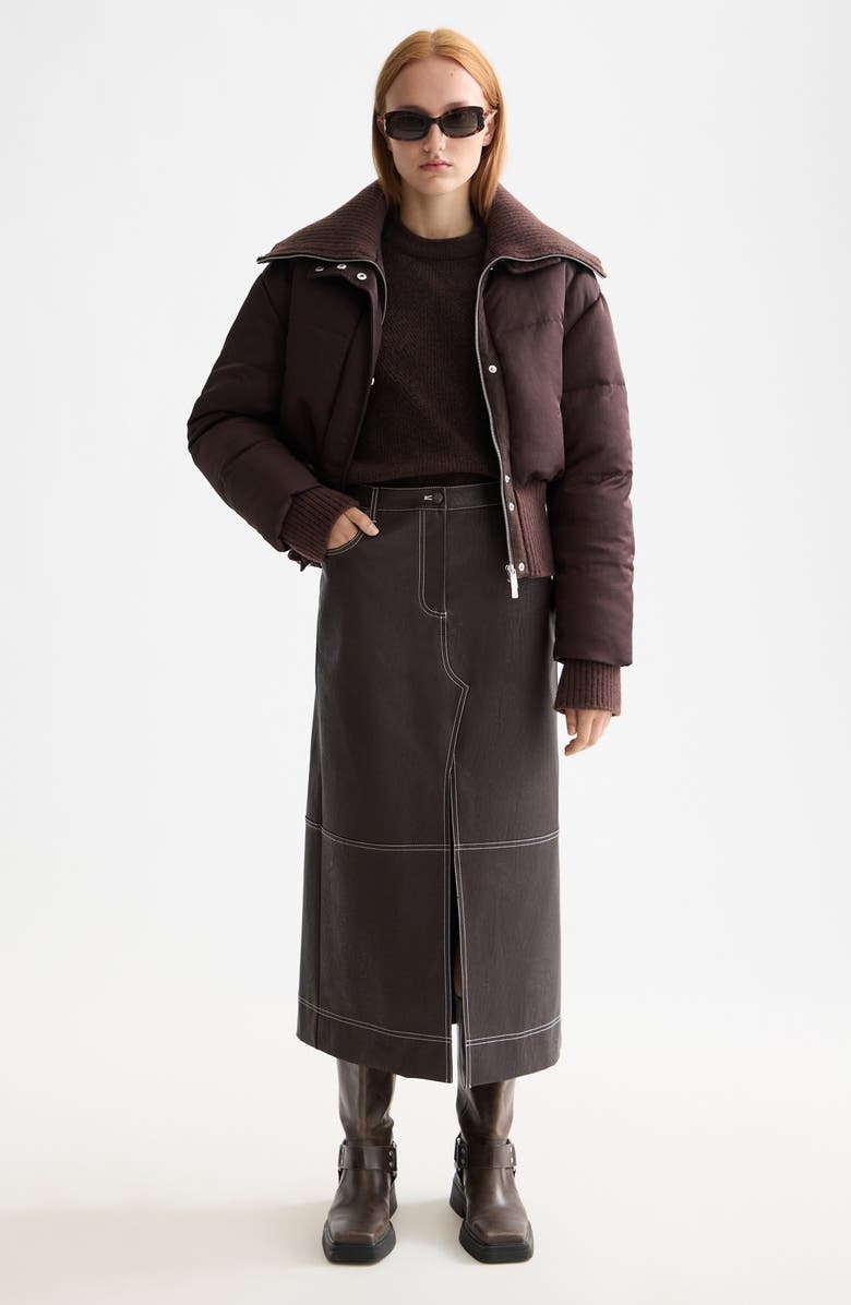 Scotch & Soda Aviator Collar Puffer Jacket, Alternate, color, Chocolate Plum