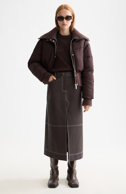 Scotch & Soda Aviator Collar Puffer Jacket In Brown